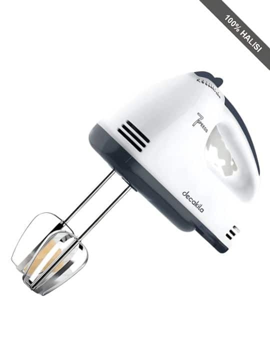 Decakila 120W White Steel Beaters and Hook With 7 Speed Control Knead Hand Mixer KEMX016W
