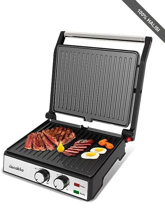 Decakila Non Stick Coating Cool Touch Safe Handle 2in1 4 Slice Contact Grill, KEEC079M